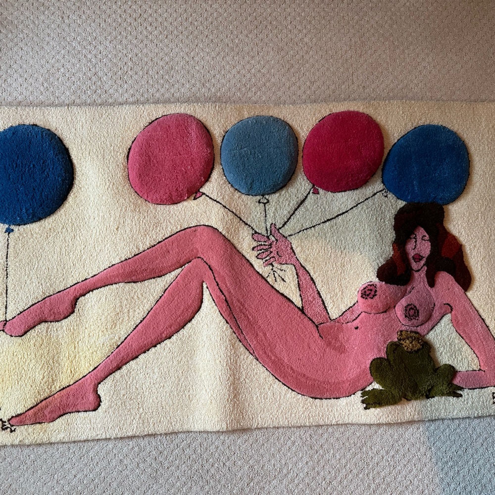Custom, vintage rug by Phillip Ratner and Edward Firlds.